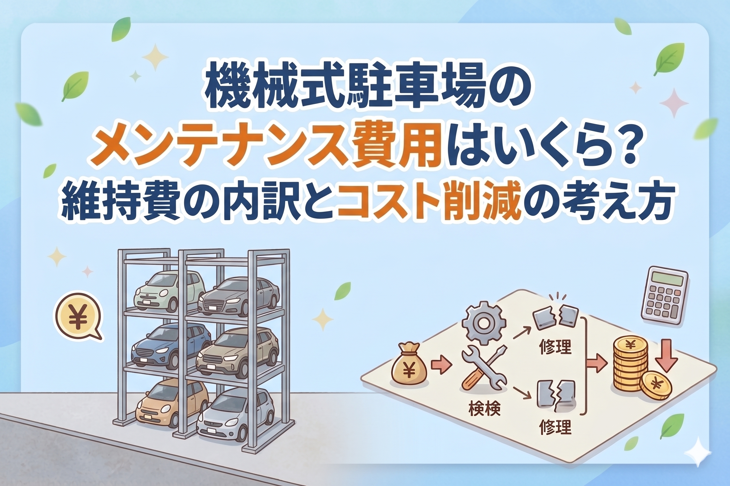 機械式駐車場のメンテナンス費用はいくら?維持費の内訳とコスト削減の考え方